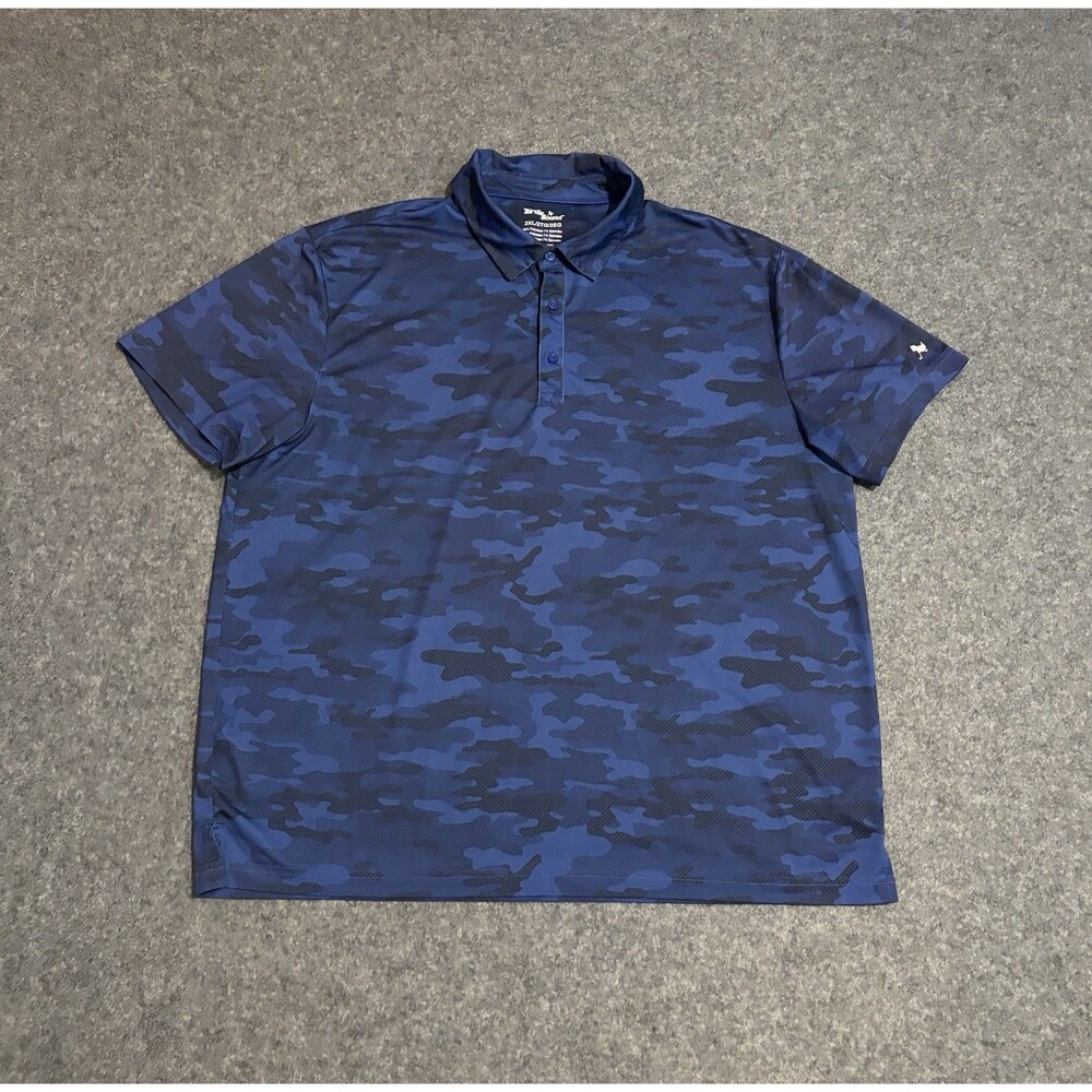 Birdie Bound Polo Shirt Size 2XL Blue Camouflage Golf Performance